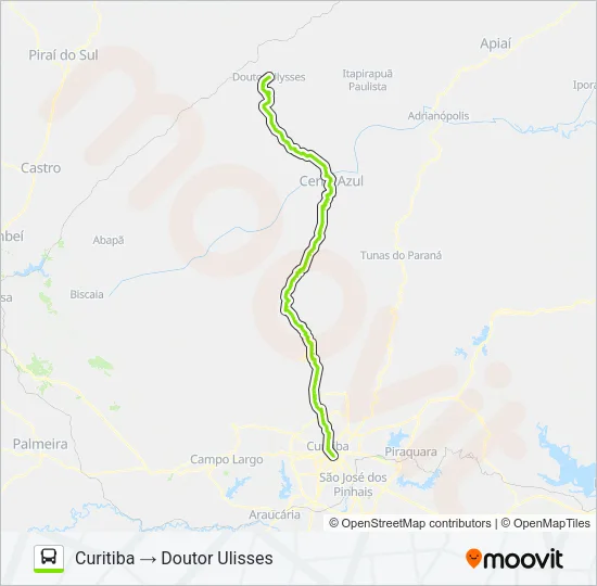 1392-500 CURITIBA / DR. ULISSES (VIA CERRO AZUL) Bus Line Map