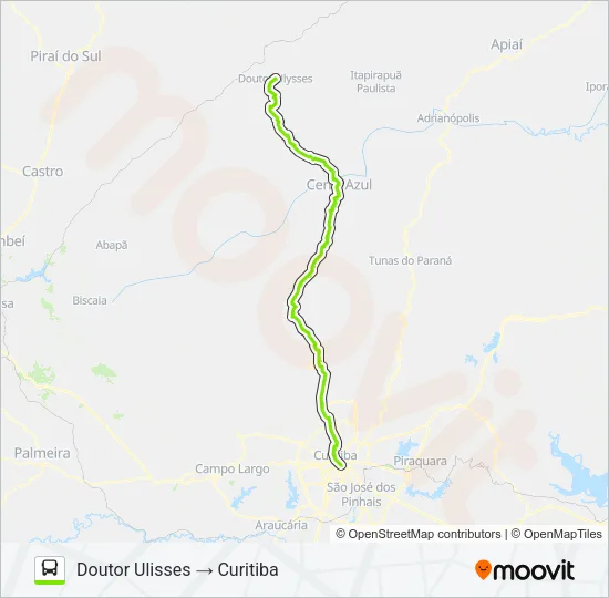 1392-500 CURITIBA / DR. ULISSES (VIA CERRO AZUL) Bus Line Map