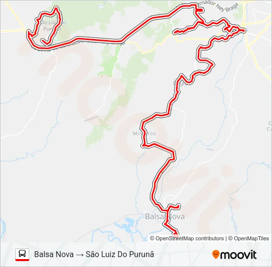 001 BALSA NOVA / SÃO LUIZ DO PURUNÃ Bus Line Map