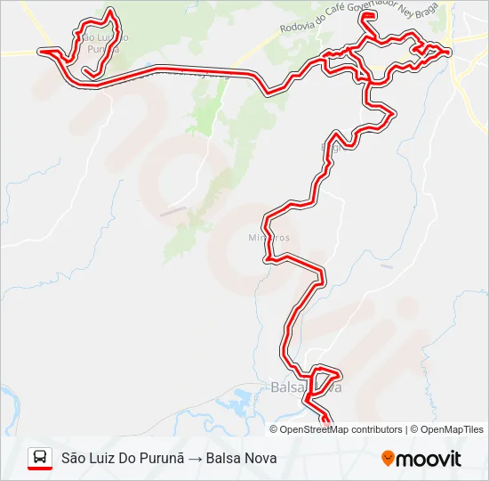 001 BALSA NOVA / SÃO LUIZ DO PURUNÃ Bus Line Map