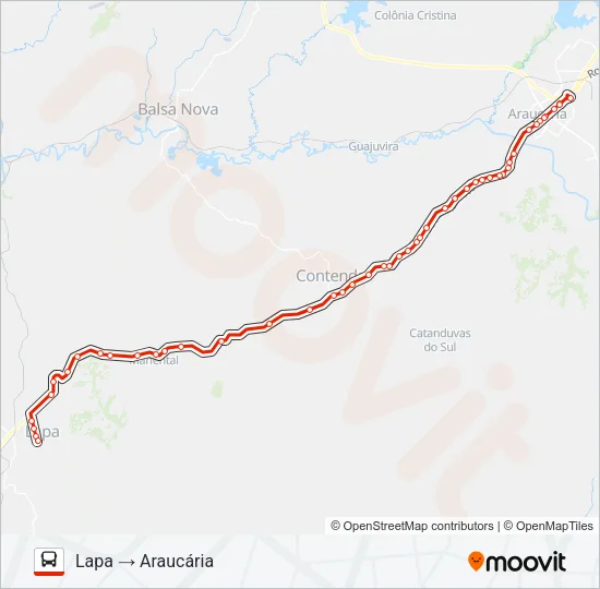 0411-450 ARAUCÁRIA / LAPA Bus Line Map