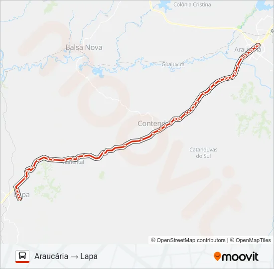 0411-450 ARAUCÁRIA / LAPA Bus Line Map