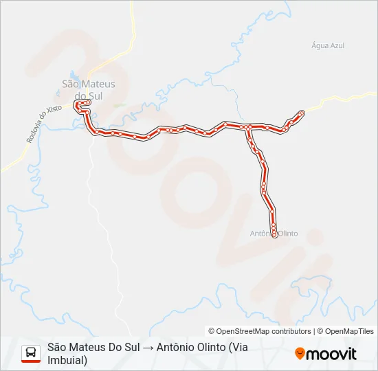 0854-410 SÃO MATEUS DO SUL / ANTÔNIO OLINTO Bus Line Map