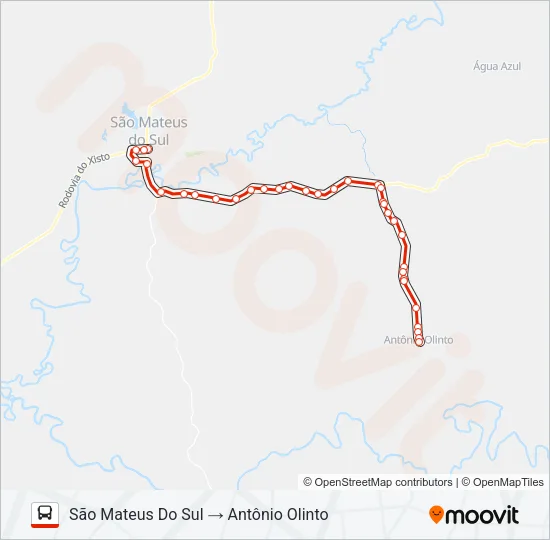 0854-410 SÃO MATEUS DO SUL / ANTÔNIO OLINTO Bus Line Map