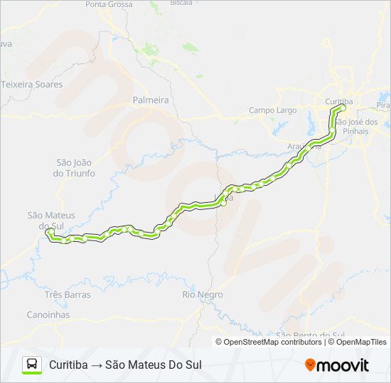 0413-500 CURITIBA / SÃO MATEUS DO SUL (VIA LAPA) bus Line Map