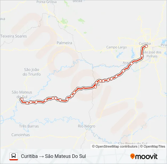 0413-500 CURITIBA / SÃO MATEUS DO SUL (VIA LAPA) Bus Line Map