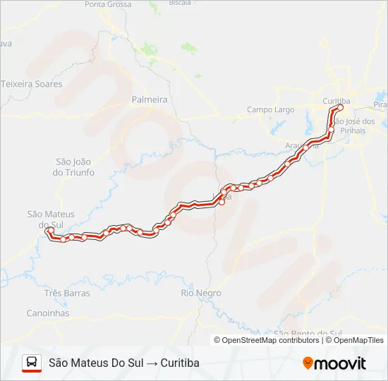 0413-500 CURITIBA / SÃO MATEUS DO SUL (VIA LAPA) Bus Line Map