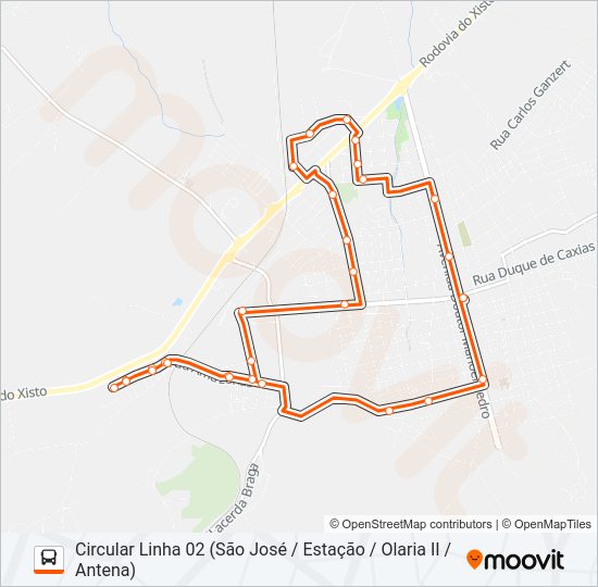 Mapa da linha L02 LINHA 02 de ônibus
