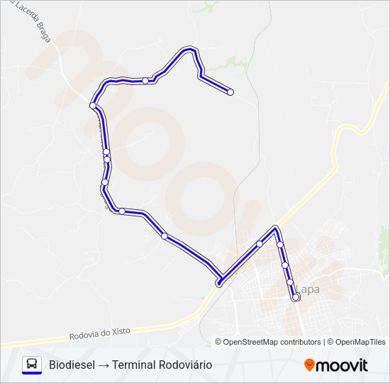 Mapa da linha L05 BIODIESEL de ônibus