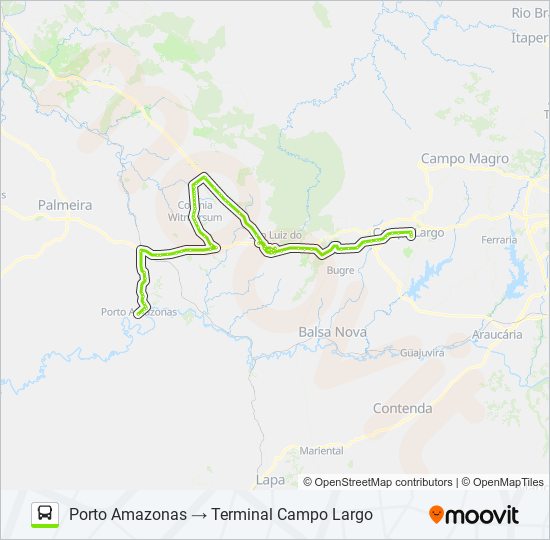 Mapa de 1548-500 PORTO AMAZONAS / CAMPO LARGO de autobús