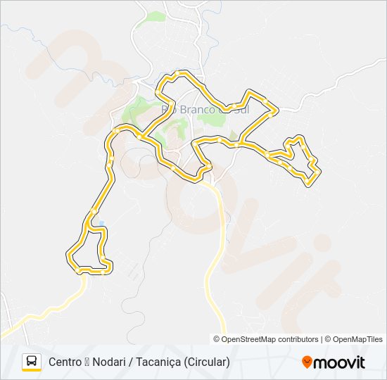 Mapa da linha 001 CIRCULAR RIO BRANCO de ônibus