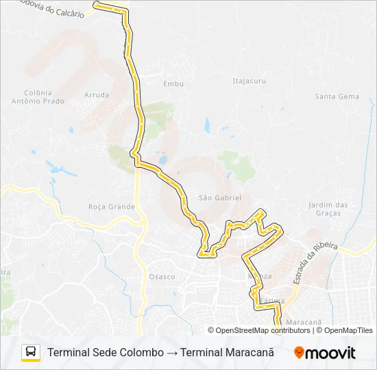 U01 SEDE / MARACANÃ Bus Line Map