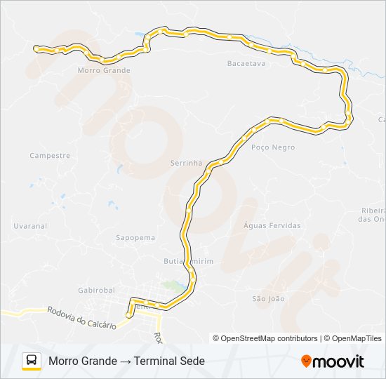 Mapa da linha U08 GRUTA BACAETAVA de ônibus