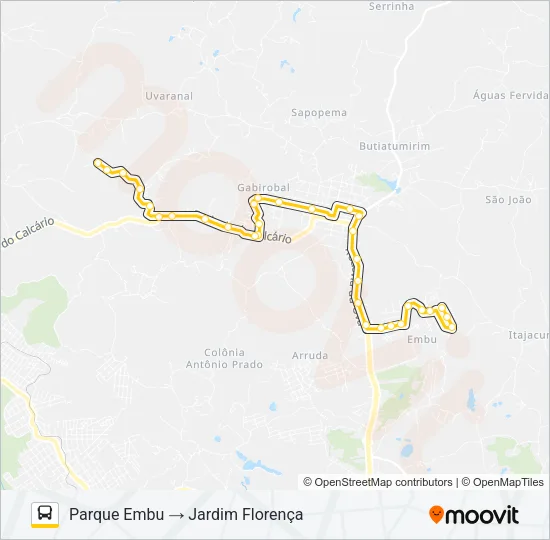 U02 PARQUE EMBU / JARDIM FLORENÇA Bus Line Map