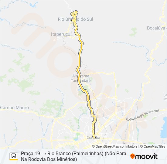 Mapa de L72 RIO BRANCO / PRAÇA 19  (DIRETO) de autobús