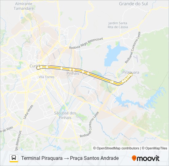 Mapa de D66 PIRAQUARA / SANTOS ANDRADE (DIRETO) de autobús