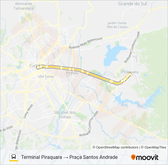 D66 PIRAQUARA / SANTOS ANDRADE (DIRETO) Bus Line Map