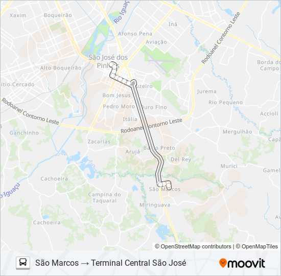 Mapa de 1013 SÃO MARCOS (DIRETO) de autobús