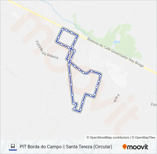 155 PIT BORDA / SANTA TEREZA - Q. SONHO Bus Line Map