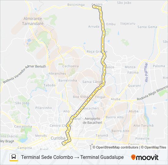 B72 T. COLOMBO / T. GUADALUPE (VIA T. ROÇA GRANDE) Bus Line Map