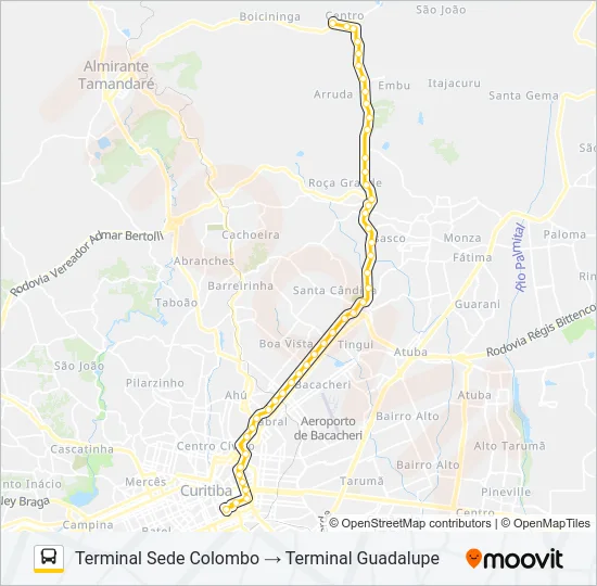 B72 T. COLOMBO / T. GUADALUPE (VIA T. ROÇA GRANDE) Bus Line Map