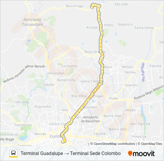 B72 T. COLOMBO / T. GUADALUPE (VIA T. ROÇA GRANDE) Bus Line Map