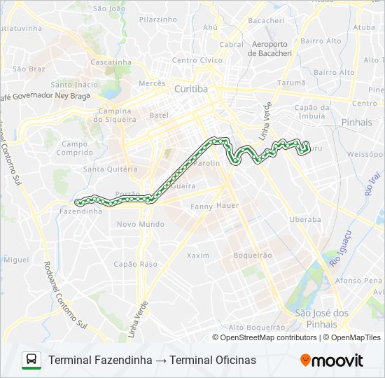 Mapa da linha 050 INTERBAIRROS V de ônibus