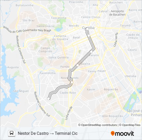 Mapa da linha 607 COLOMBO / CIC de ônibus