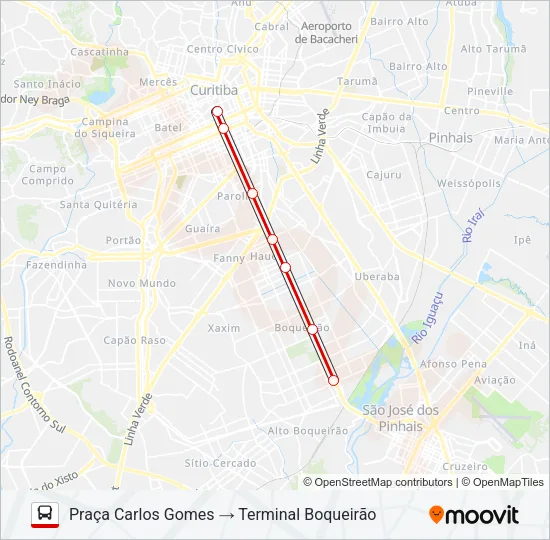 500 LIGEIRÃO BOQUEIRÃO Bus Line Map