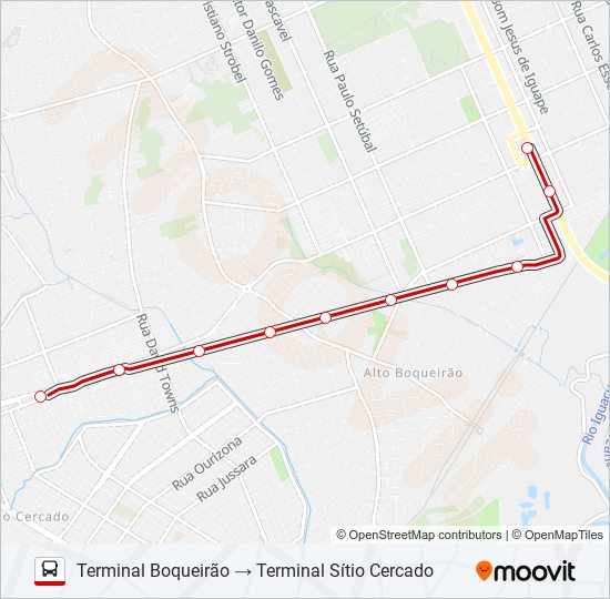 Mapa da linha X12 ESPECIAL BOQUEIRÃO de ônibus