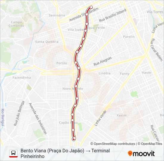 X08 REFORÇO PINHEIRINHO Bus Line Map