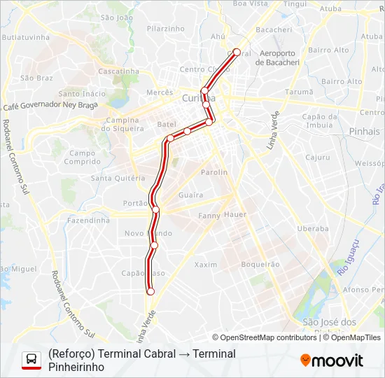250 LIGEIRÃO NORTE / SUL Bus Line Map