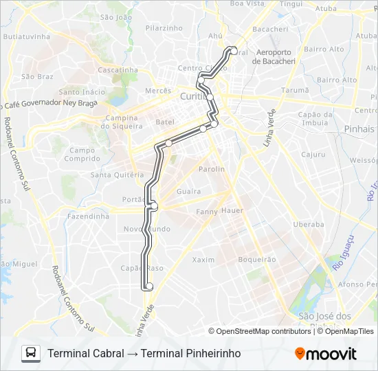 700 PINHEIRINHO / CABRAL Bus Line Map