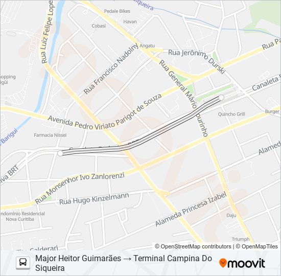 Mapa da linha X02 REFORÇO TUBO BARIGUI de ônibus