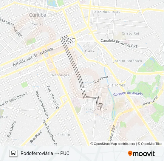 518 PUC / RODOFERROVIÁRIA Bus Line Map