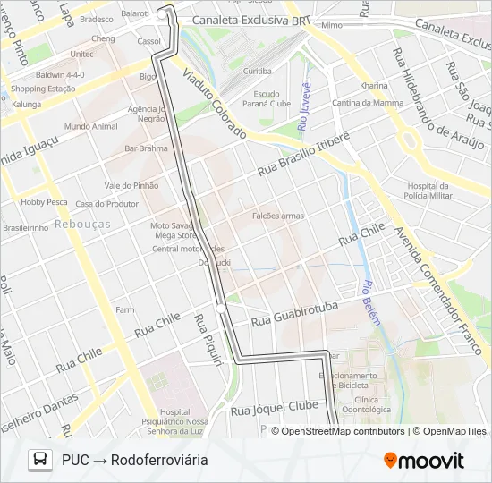 518 PUC / RODOFERROVIÁRIA Bus Line Map