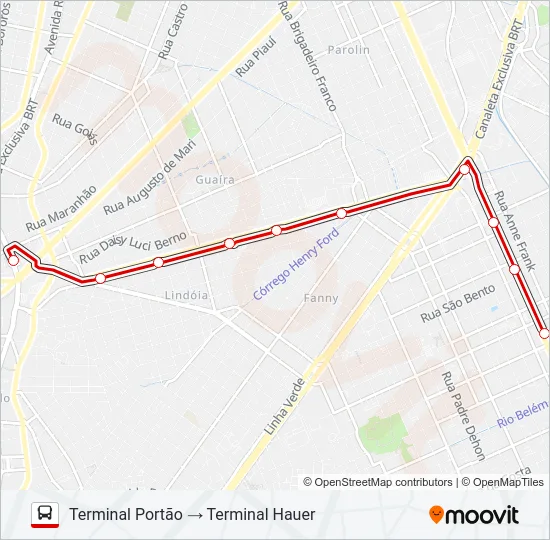 502 CIRCULAR SUL (HORÁRIO) Bus Line Map
