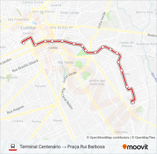 302 CENTENÁRIO / RUI BARBOSA Bus Line Map
