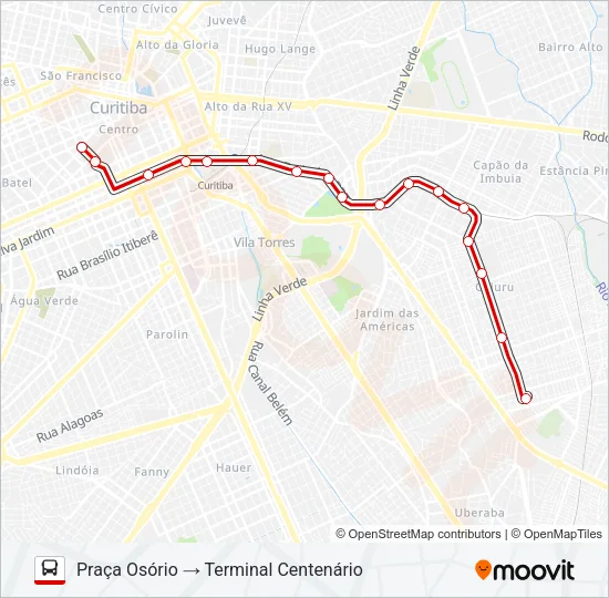 302 CENTENÁRIO / RUI BARBOSA Bus Line Map