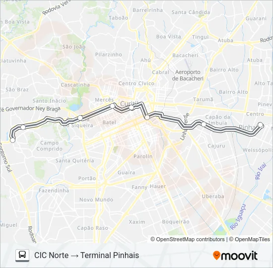 304 PINHAIS / CAMPO COMPRIDO Bus Line Map