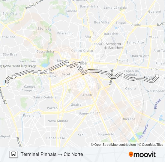 Mapa de 304 PINHAIS / CAMPO COMPRIDO de autobús