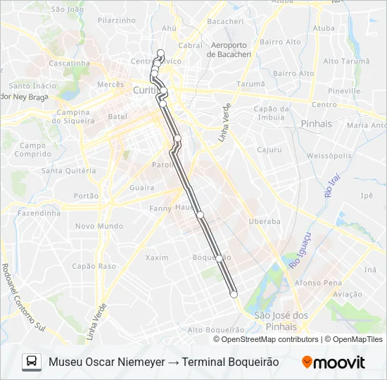 505 BOQUEIRÃO / CENTRO CÍVICO Bus Line Map