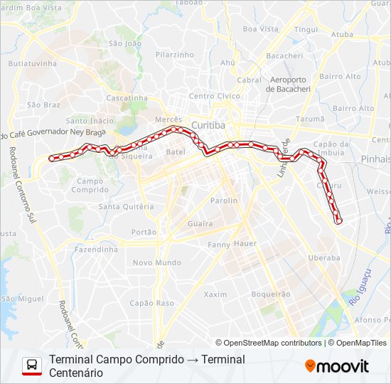 Mapa de 303 CENTENÁRIO / CAMPO COMPRIDO de autobús