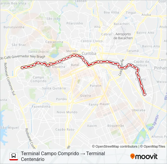303 CENTENÁRIO / CAMPO COMPRIDO Bus Line Map