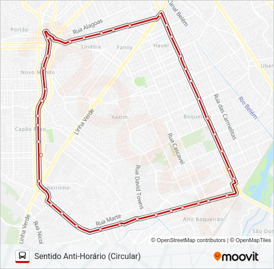 602 CIRCULAR SUL (ANTI-HORÁRIO) Bus Line Map
