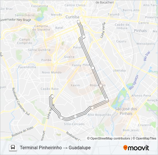 Mapa da linha 508 SÍTIO CERCADO (ANTI-HORÁRIO) de ônibus