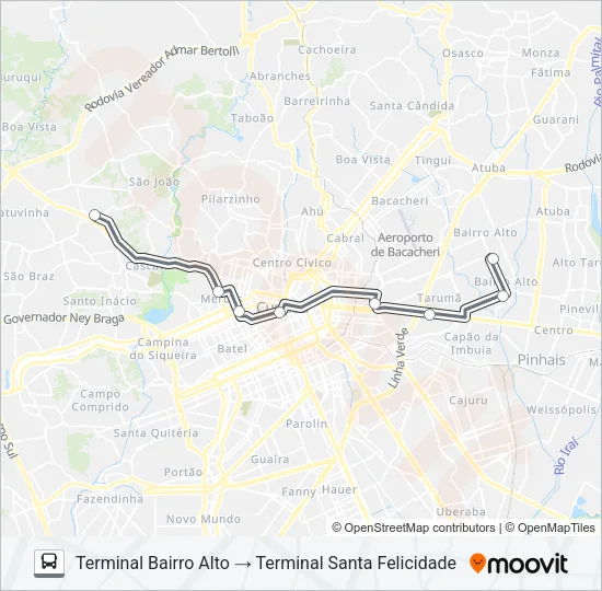 307 BAIRRO ALTO / SANTA FELICIDADE Bus Line Map