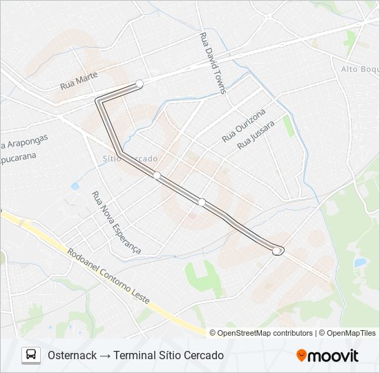 Mapa de 520 OSTERNACK / SÍTIO CERCADO (LD) de autobús