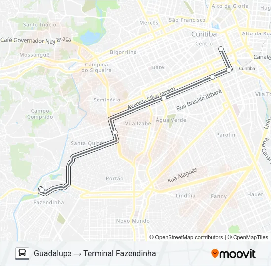 X36 REFORÇO GUADALUPE / FAZENDINHA Bus Line Map