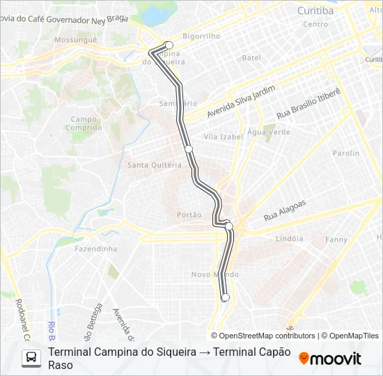 024 CAPÃO RASO / CAMPINA DO SIQUEIRA (LD) Bus Line Map